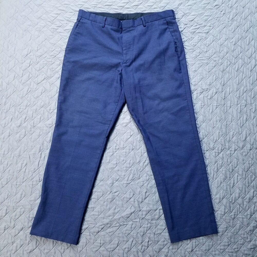J.Crew Ludlow Dress Pants Mens 36x30 Blue Flat Front Straight Casual Dark Wash